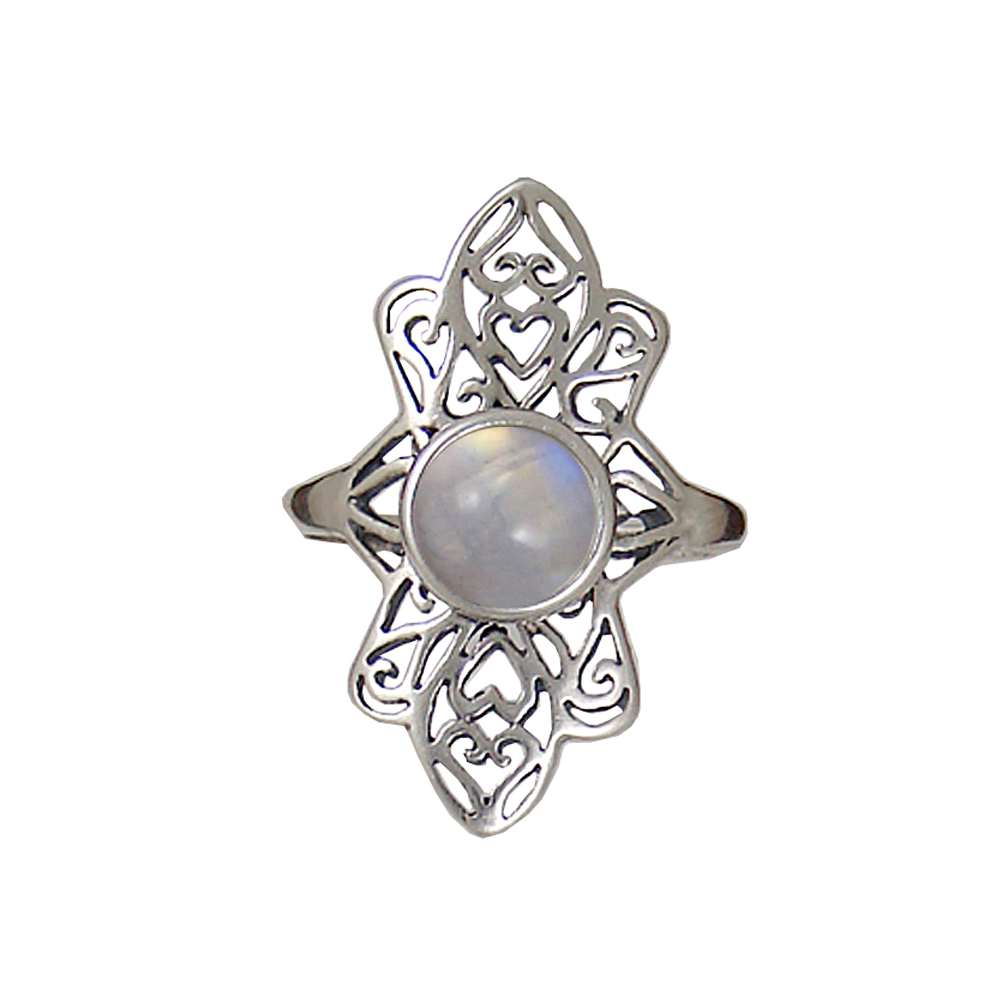 Sterling Silver Filigree Ring With Rainbow Moonstone Size 6 Sterling Silver Filigree Ring With Rainbow Moonstone Size 6